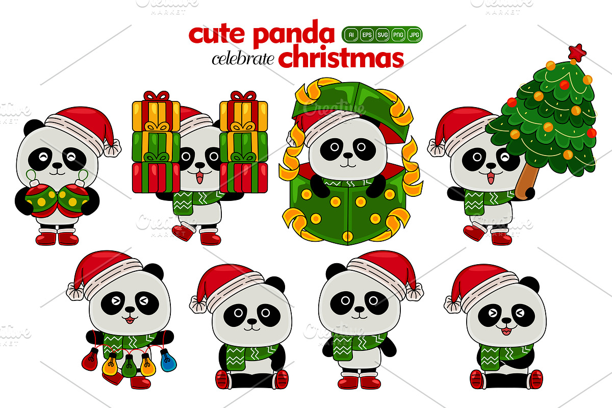 cute panda celebrate christmas, an Animal Illustration by MEDZ (Photo 2 of 2)