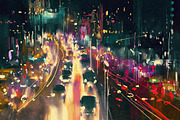 9 cityscape digital paintings bundle, a Person Illustration by Grandfailure (Thumbnail 3 of 10)