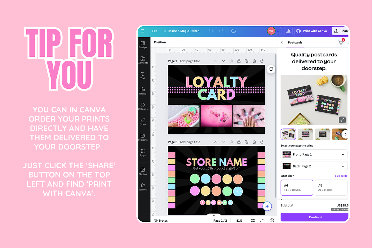 Pastel Neon Loyalty Card, a Card Template by SunshineStudioBoutique (Photo 4 of 9)