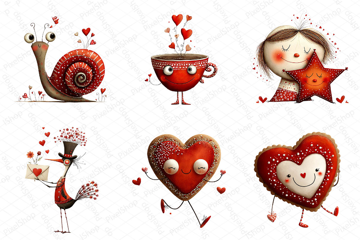 Quirky Valentine Whimsical Love Clip, an Illustration by DreamPrint404 (Photo 6 of 6)