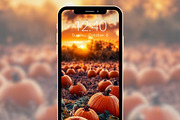 Pumpkin & Fall Flowers Phone BG, a Graphic by Kalindiprints (Thumbnail 4 of 7)