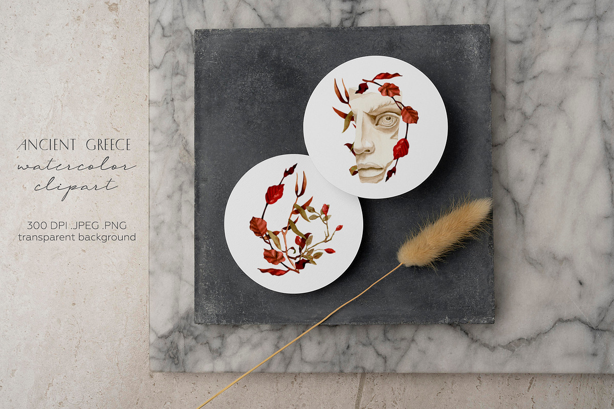 Ancient Greece Watercolor Clipart, a Decorative Illustration by Julia M. Watercolor (Photo 14 of 14)