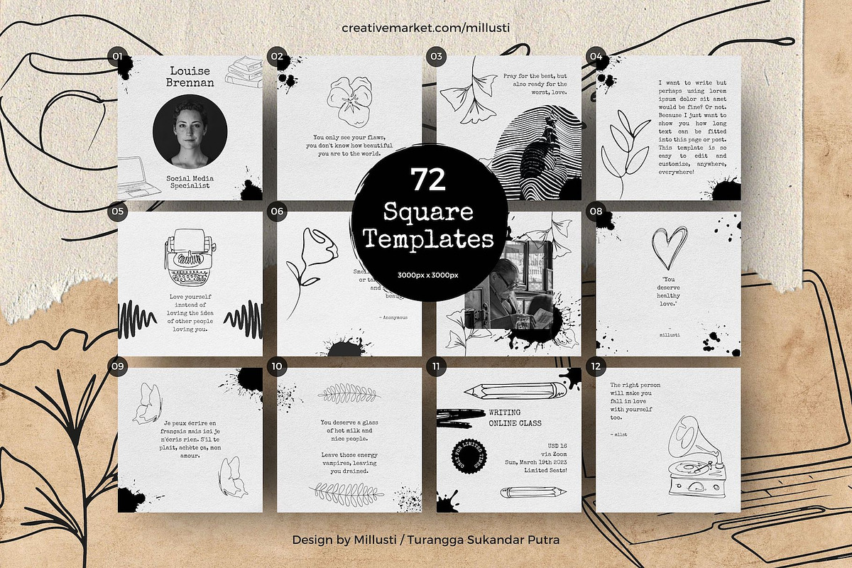 Typewriter Canva Instagram Template, a Social Media Template by Millusti (Photo 2 of 10)