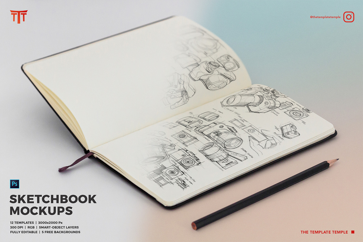 Sketchbook Mockups, a Print Template by Andre28 (Photo 1 of 9)