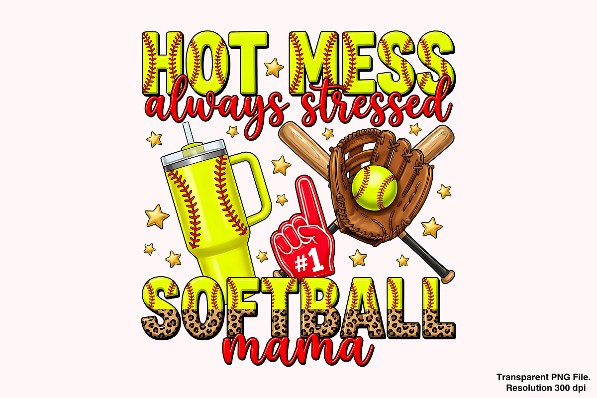 Softball Mama png sublimation, an Object Graphic by Clipart Bloom (Photo 2 of 3)