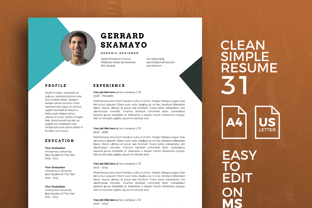 Resume Template 31, a Resume Template by graphicalcium (Photo 1 of 3)