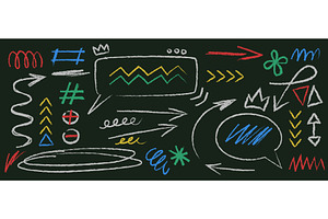 Colorful chalk doodle elements on, an Illustration by art PVP - market
