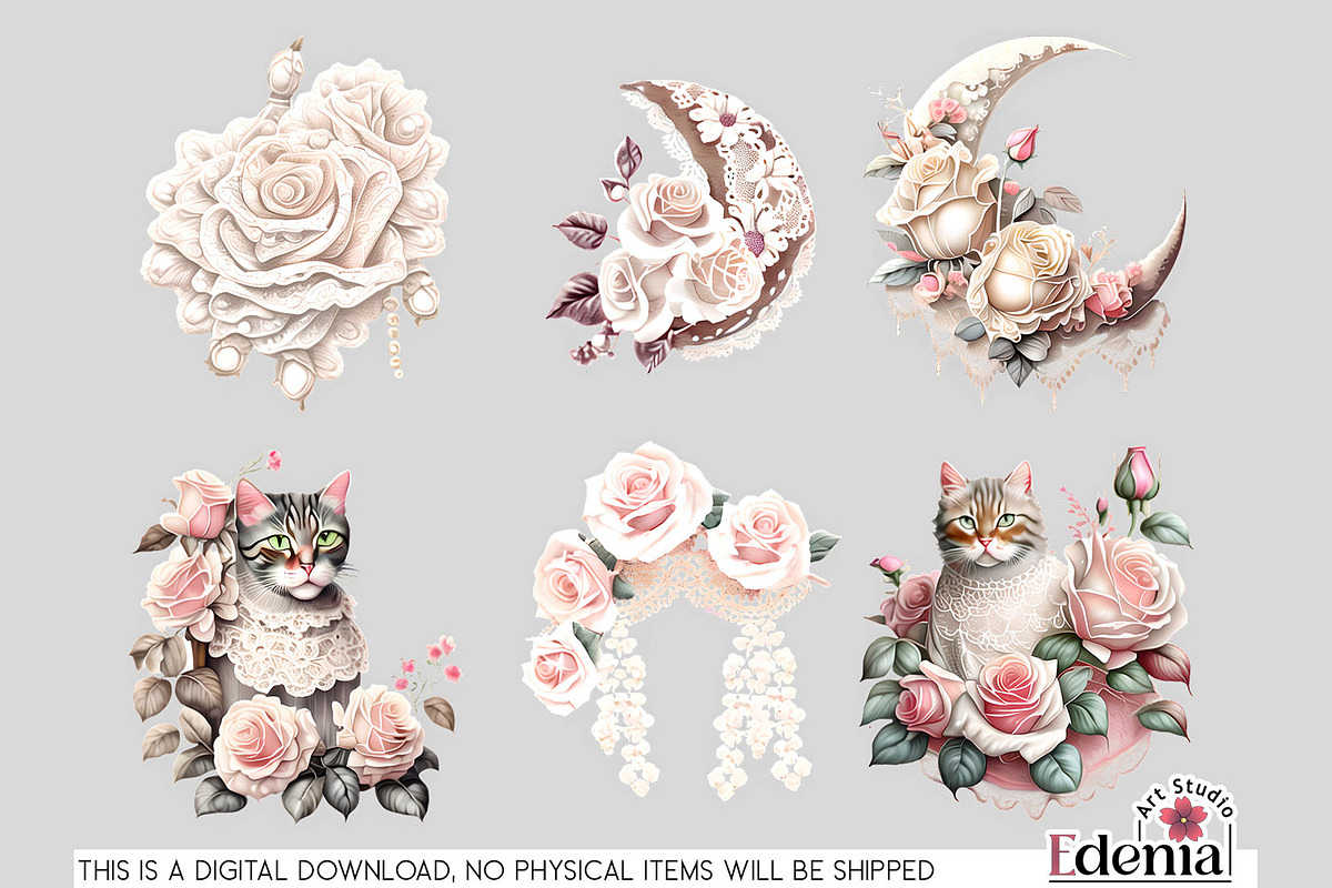 Vintage Romantic Decorations Clipart, a Decorative Illustration by EdeniaArtStudio (Photo 5 of 5)