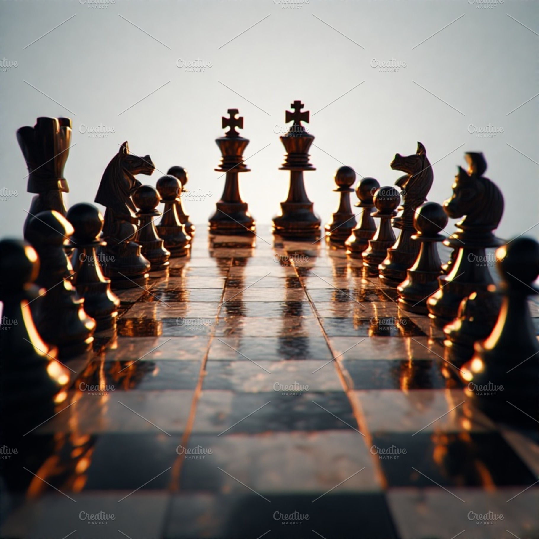 chess battle on chessboard, a Photo by ComfortQ