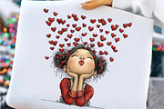 Quirky Valentine Girl Clipart, an Illustration by Craft Nest (Thumbnail 6 of 10)