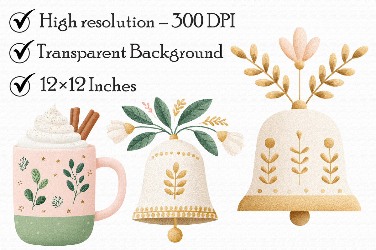 Cute Boho Christmas Clipart, an Illustration by Libby Wishes (Photo 3 of 7)