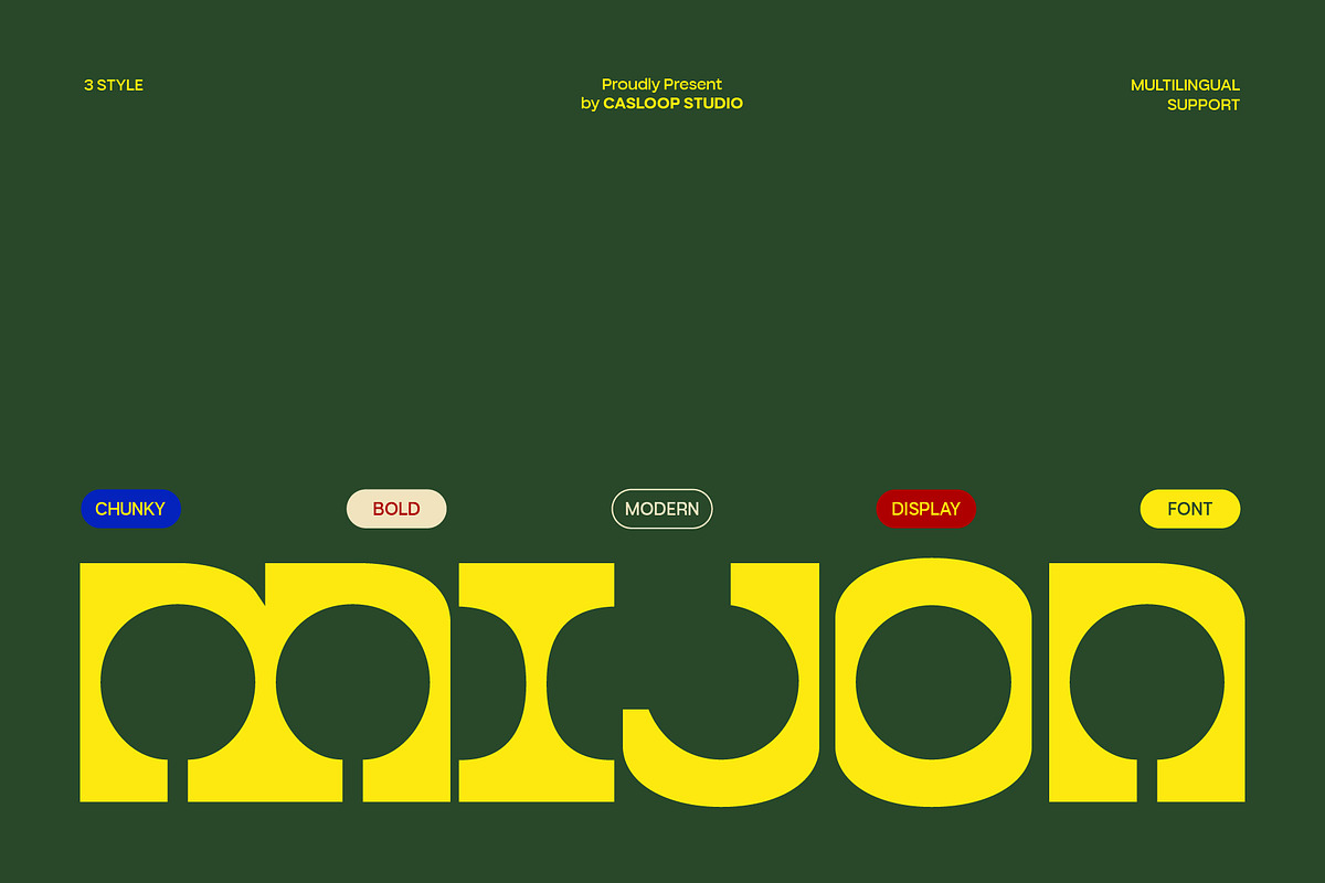MIJON | Chunky Modern Display Font, a Sans Serif Font by Casloop Studio (Photo 1 of 11)