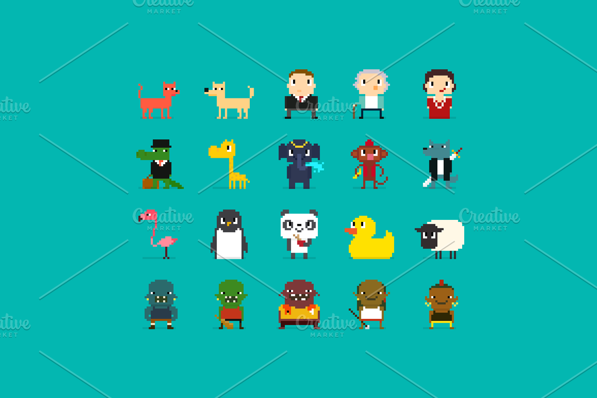 100 Pixel Art Characters - 2 preview 5