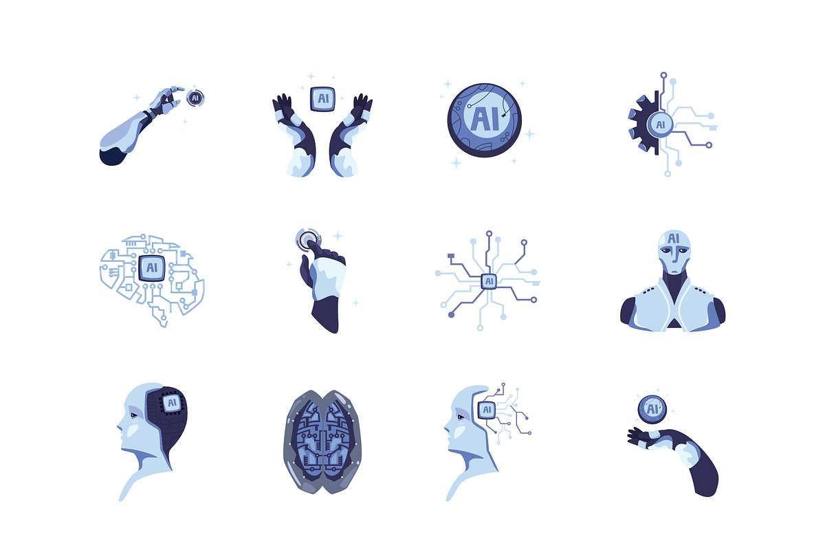 Artificial Intelligence Icons Set
