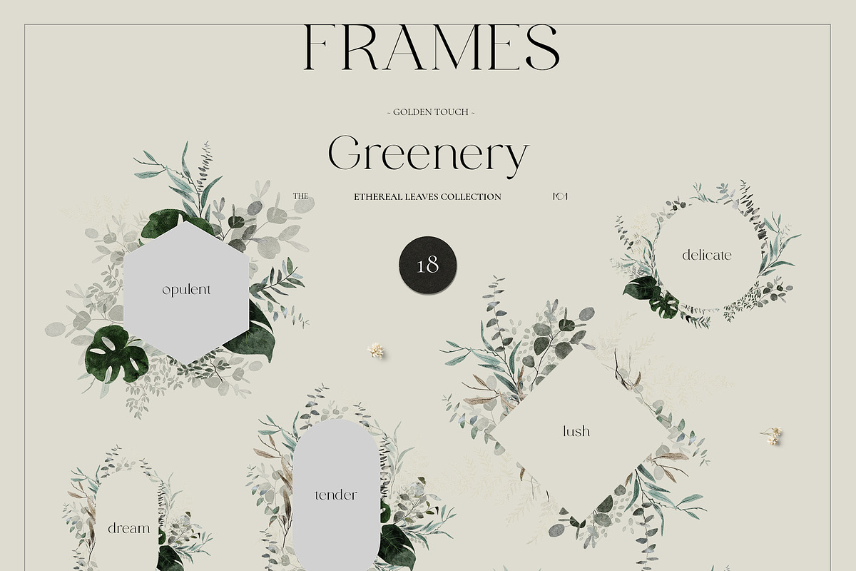 -50% GREENERY watercolor gold leaves, an Illustration by Lana Elanor (Photo 6 of 13)