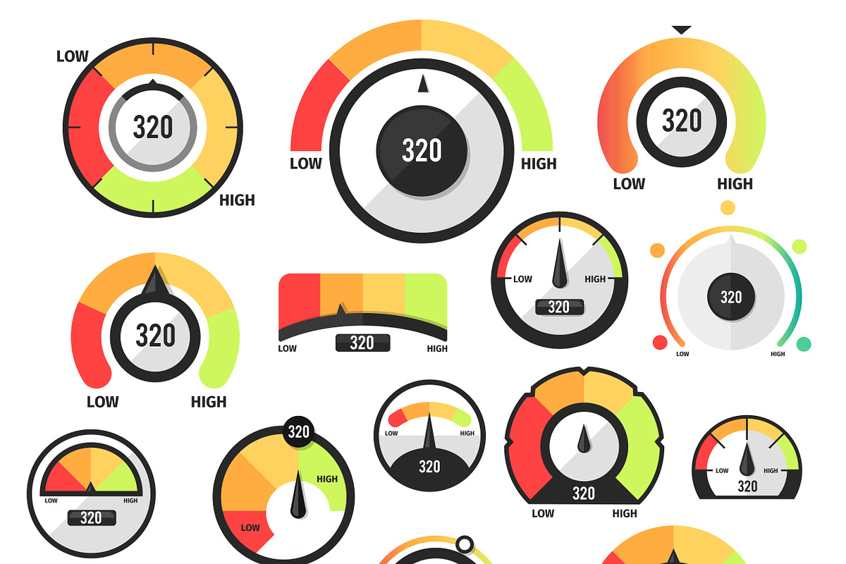 Speedometer icons or Circular gauges, an Object Graphic by Andrew_Derr