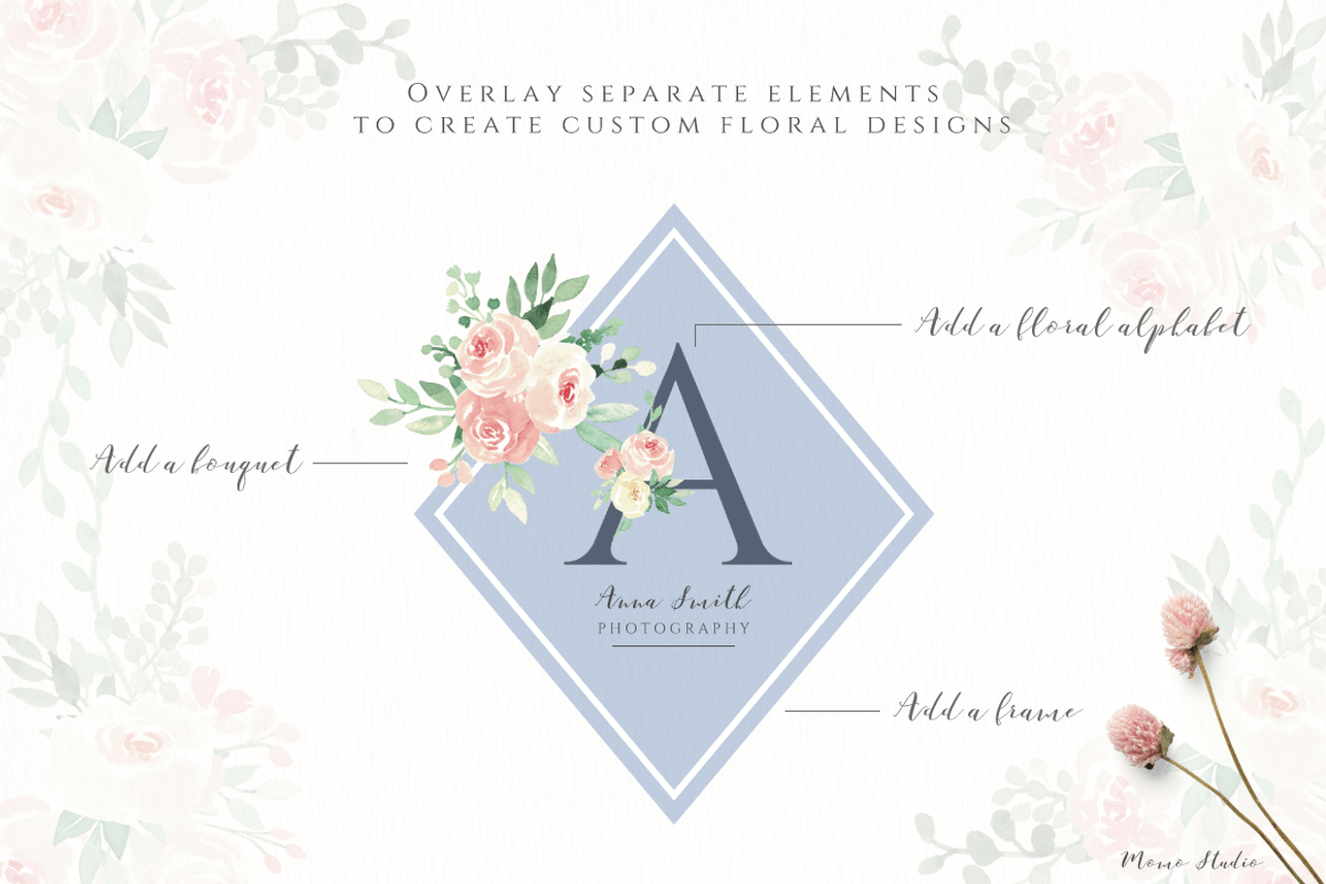 Blush Florals & Greenery Leaves, a Decorative Illustration by Momo Studio (Photo 7 of 15)