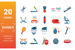 Barber Flat Icon Set, an Object Graphic by Aimagenarium@gmail.com