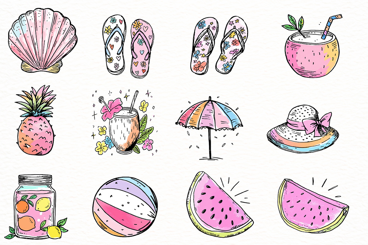 Hand Drawn Summer clipart, an Illustration by Designworld (Photo 4 of 5)