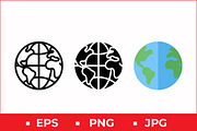 Stylized Globe Vector Icon Graphic, a Solid Icon by Artonix (Thumbnail 1 of 2)