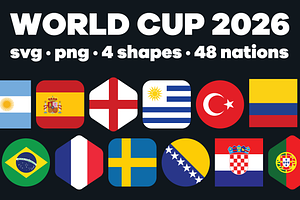 World Cup 2026 - Football Icon Flags, a Solid Icon by bvcreates
