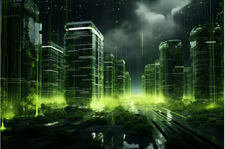Futuristic Green data center place, a Technology Photo by Ylivdesign