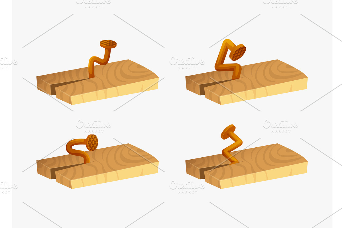 Rusty nails. curved nails hammered, an Illustration by Onyx