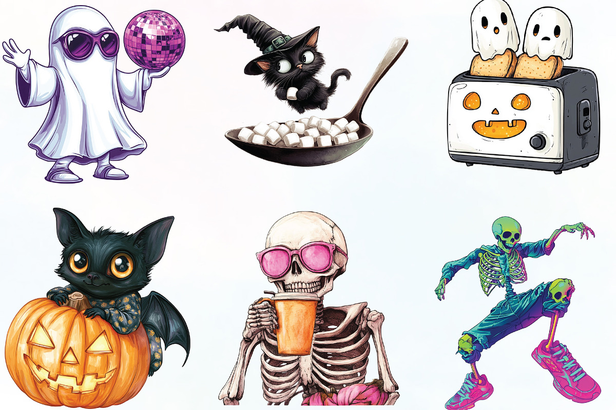 Quirky Halloween Sublimation Clipart, an Illustration by CraftArtStudio (Photo 3 of 6)