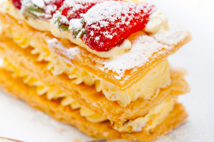 napoleon strawberry cake dessert, a Background Photo by keko64