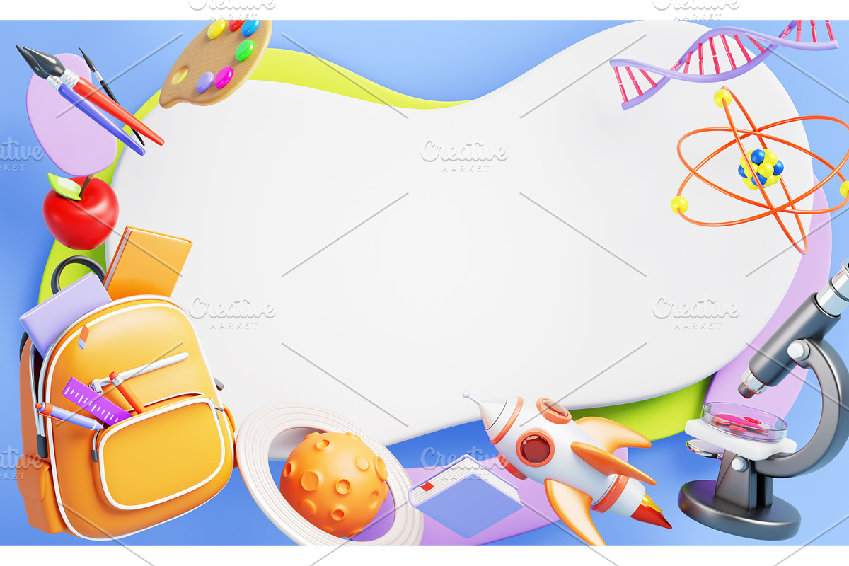 3d back to school banner. Education, an Education Illustration by Marozhkastudio