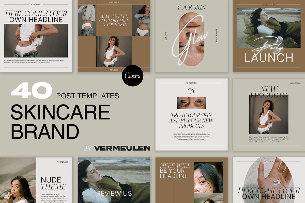 Instagram SocialMedia CANVA Skincare, a Social Media Template by Vermeulen Design Studio (Photo 1 of 5)