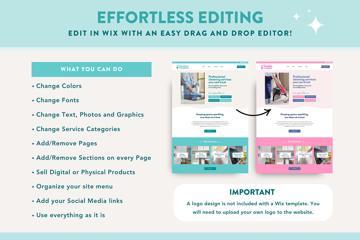 Wix Website Template for Cleaners, a Wix Template by Design Pixie (Photo 4 of 8)