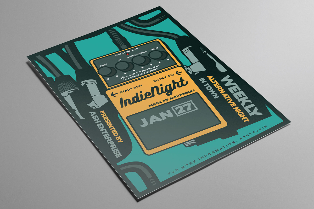 Guitar Pedal Indie Night Flyer, a Flyer Template by ashenterprise (Photo 2 of 3)