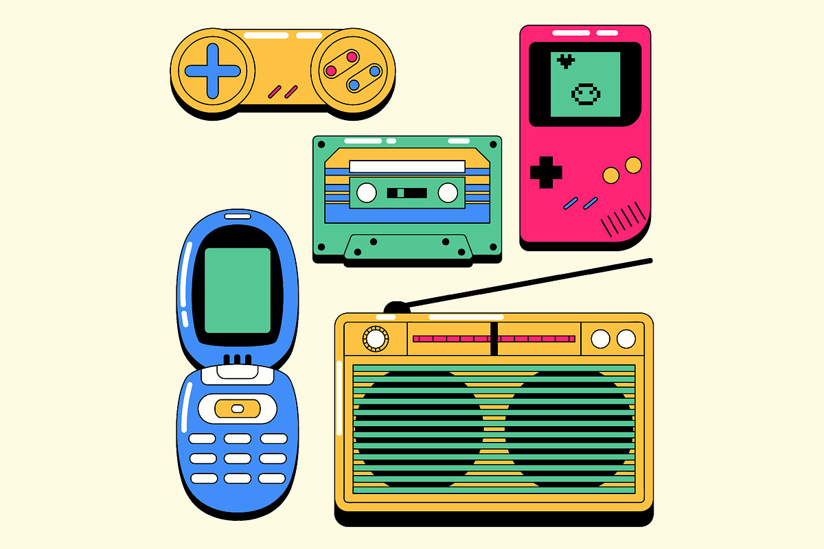 Retro Gadget Asset Illustration, a Technology Illustration by graphicook