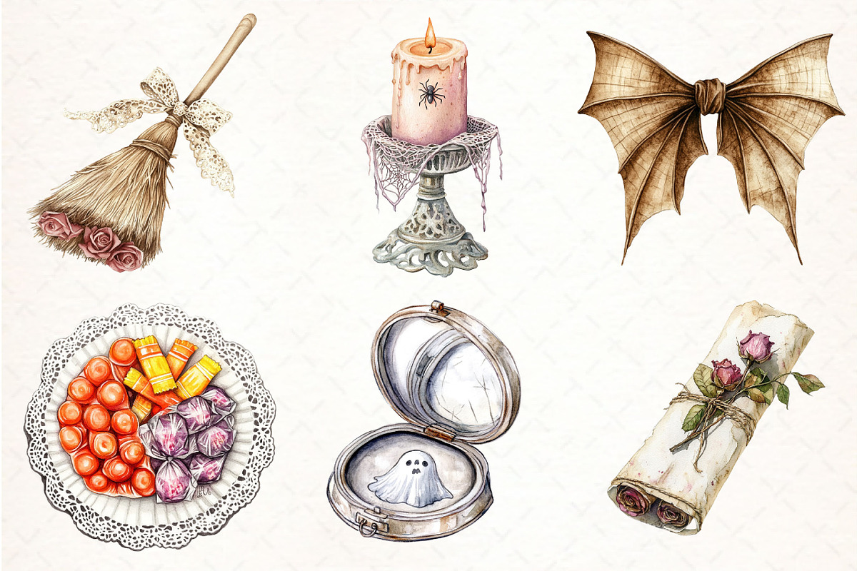 Sepia Coquette Halloween Clipart, an Illustration by Pixels.Craft (Photo 2 of 6)
