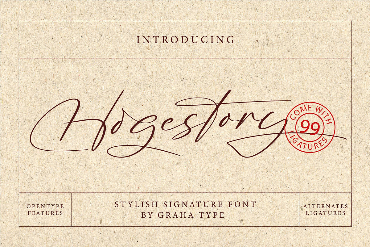 Hogestory - Stylish Signature, a Script Font by Graha Type (Photo 1 of 12)