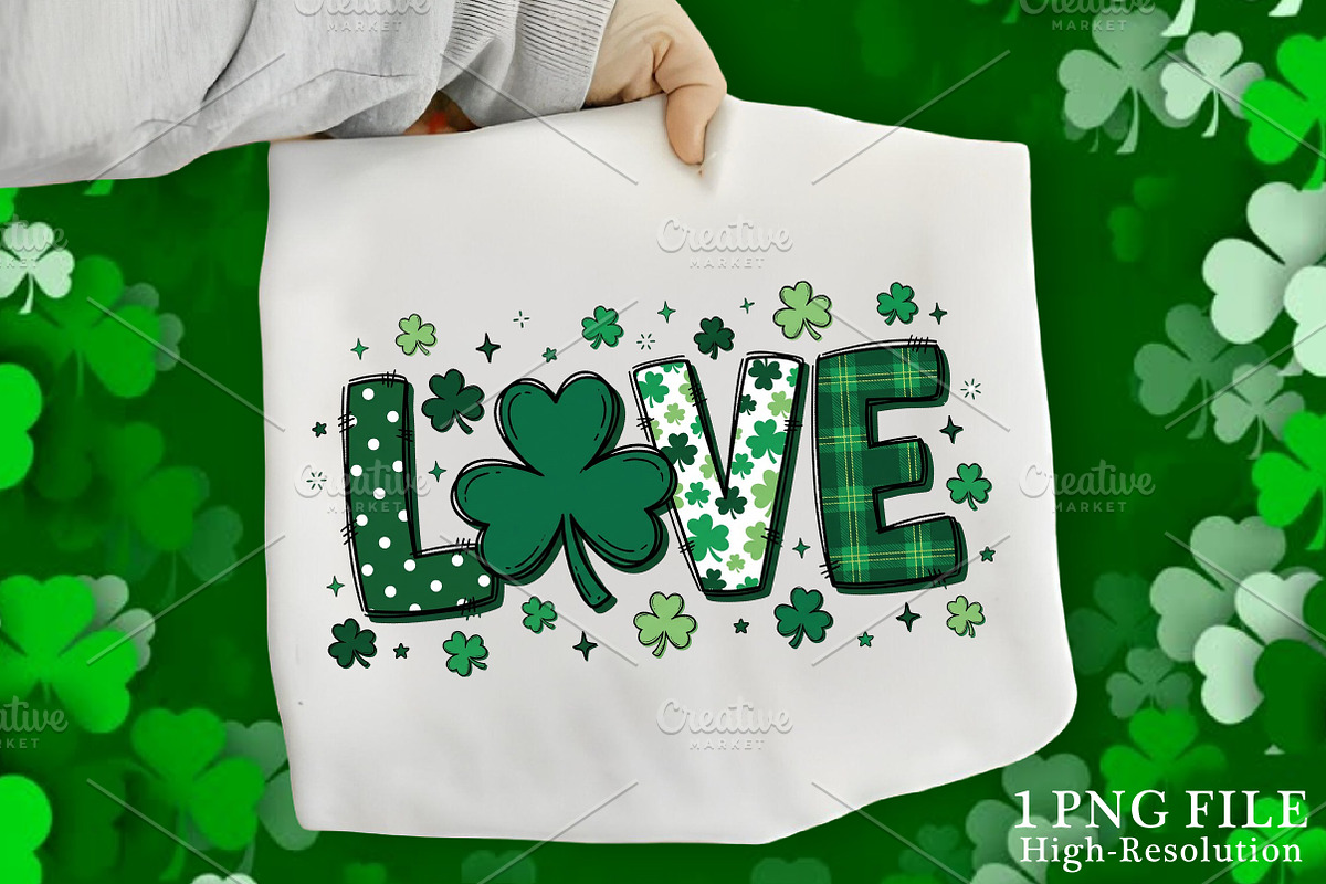 St. Patrick’s Day Shamrock Love PNG, an Illustration by Canvas Craft (Photo 1 of 4)