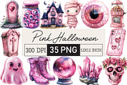 Pink Glitter Halloween Clipart, an Illustration by Black Bird Studio (Thumbnail 1 of 6)
