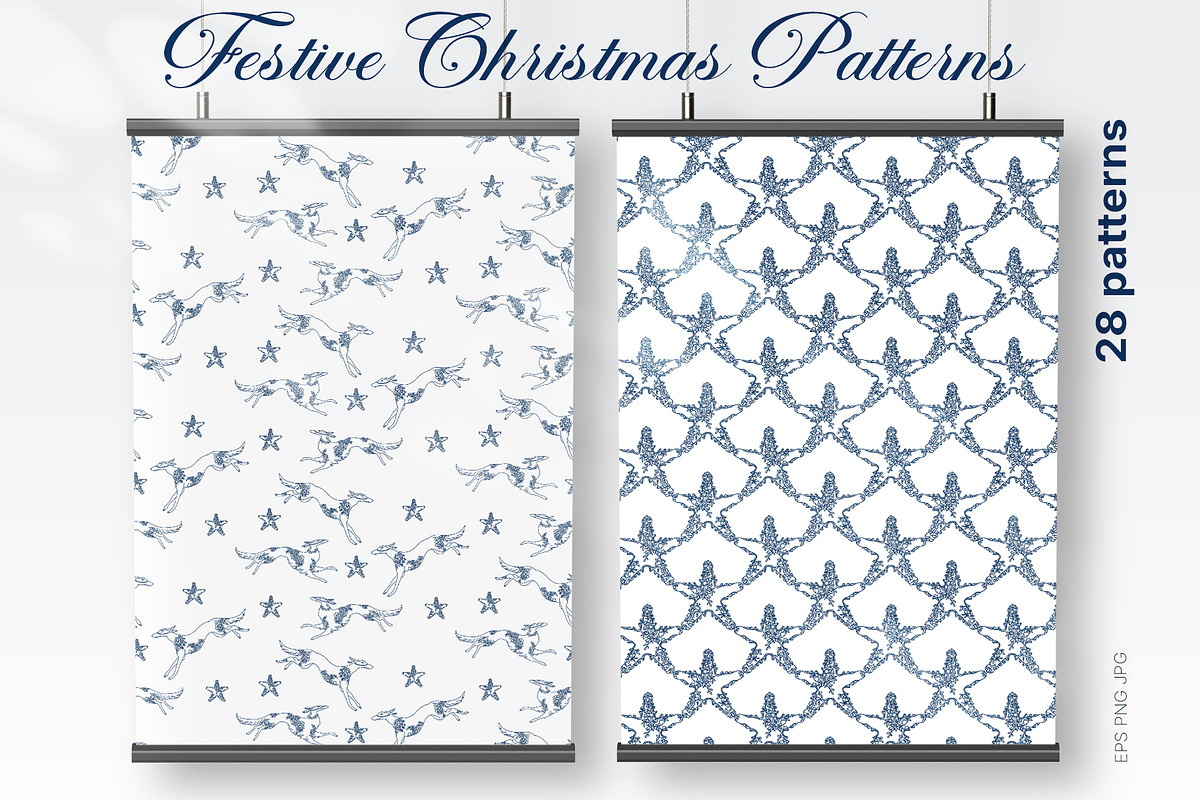 Festive Christmas patterns, a Decorative Illustration by LanaDzi (Photo 14 of 25)