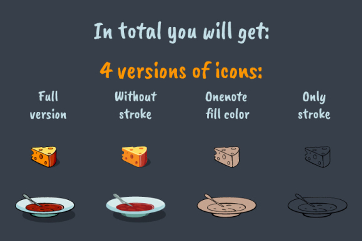 Cartoon Food Icons Game Set, a Food Illustration by Chuchilko shop (Photo 6 of 13)