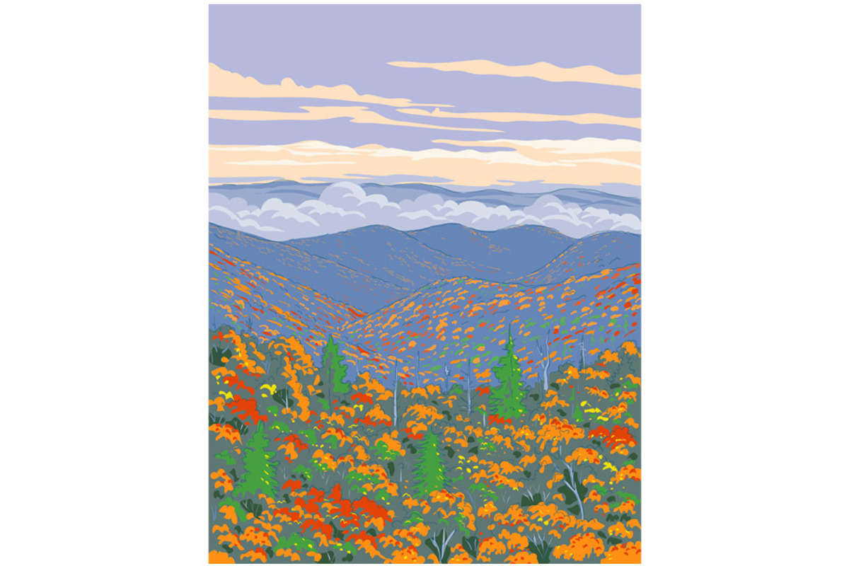 Great Smoky Mountains Ukiyo-e WPA, an Illustration by patrimonio