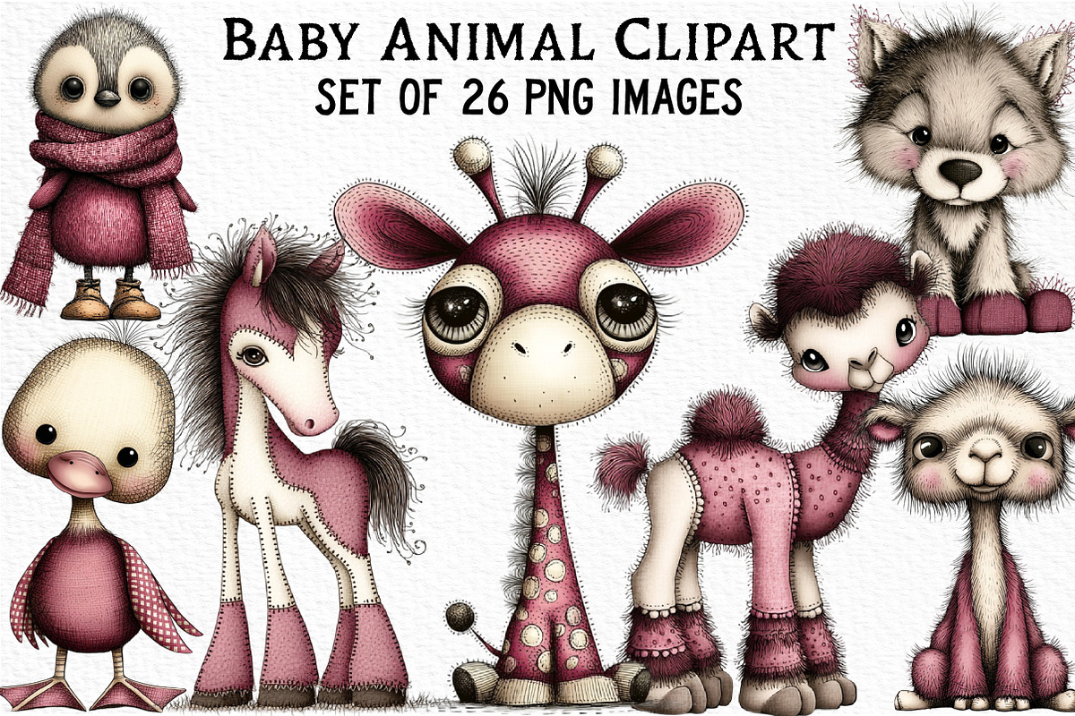 Baby Animal Clipart Bundle, an Illustration by Craft Nest (Photo 1 of 6)