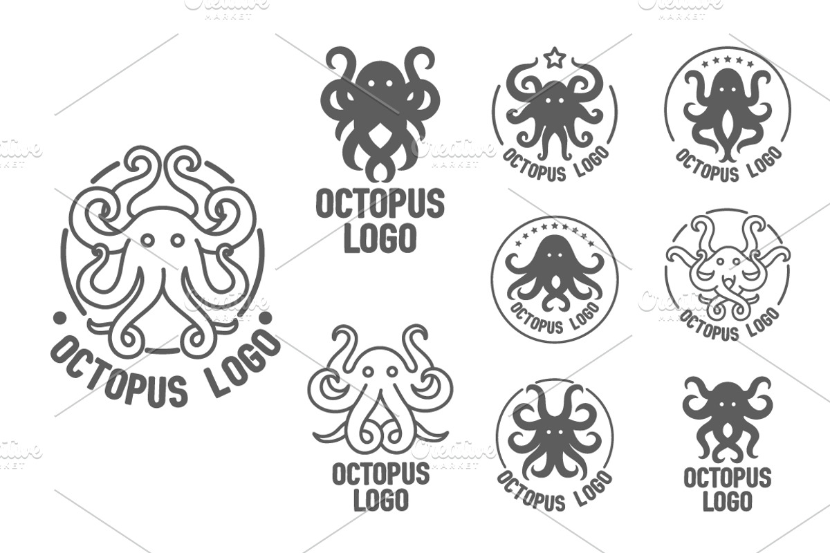 Octopus symbol illustration set, an Animal Illustration by Artha Design Studio (Photo 2 of 2)