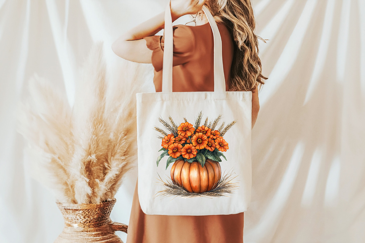 Watercolor Autumn Flower Pumpkin PNG, an Illustration by Pixels.Craft (Photo 7 of 7)