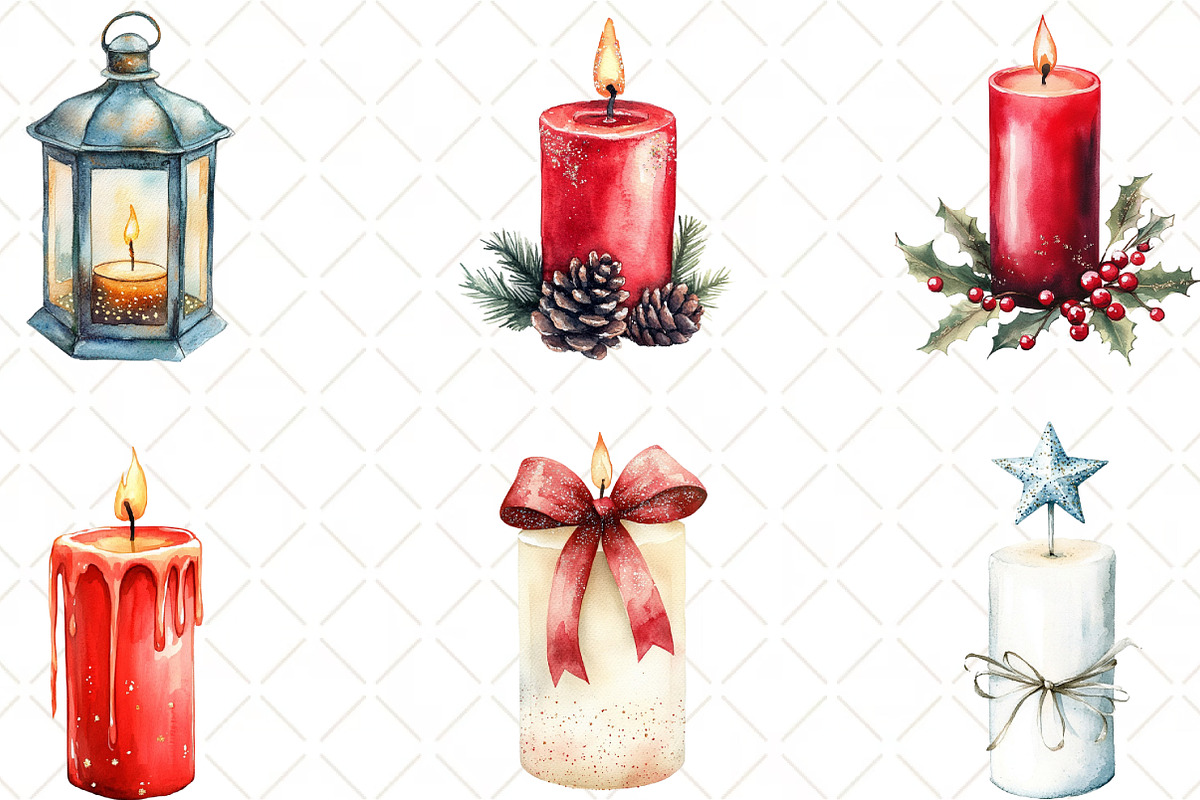 Christmas Glitter Candle Clipart, an Illustration by Black Bird Studio (Photo 2 of 6)