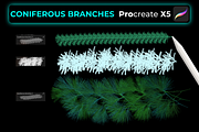 15 CONIFEROUS BRANCHES PROCREATE X5, a Brush Add-On by Graphics Resources (Thumbnail 6 of 8)