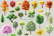 Watercolor  Trees and Bushes, a Decorative Illustration by Valentyna Smordova (Thumbnail 6 of 6)