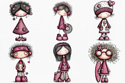 Watercolor Retro Girls Clipart, an Illustration by Canvas Craft (Thumbnail 4 of 7)
