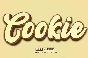 Cookie Vector 3D Editable Text Effec