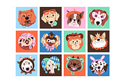 Funny dog avatars set + backgrounds, an Animal Illustration by PaperTrident (Thumbnail 2 of 13)